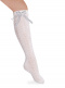 Calcetines altos perlé calados con lazo de raso largo Blanco White