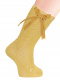 Calcetines altos perlé calados con lazo de raso largo Mostaza Mustard