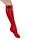 Calcetines altos perlé calados con lazo de tul Rojo Red
