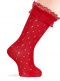 Calcetines altos perlé calados con puntilla Rojo Red