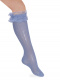 Calcetines altos perlé calados con puntilla Azul Suave Softblue