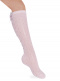 Calcetines altos plumeti con costura trasera y lazo triple Rosa Pink