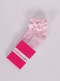 Calcetines cortos perlé calados con lazo triple Rosa Pink