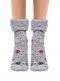 Calcetines Suaves Cardados Copos Nieve Gris Grey