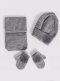 Gorro, bufanda y guantes con flor de tul (1-2 años) Gris Grey