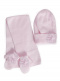 Gorro, bufanda y guantes con flor de tul (1-2 años) Rosa Pink