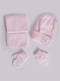 Gorro, bufanda y guantes con flor de tul (1-2 años) Rosa Pink