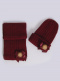 Gorro y bufanda canalé con lazo y pompón (3-8 años) Granate Maroon