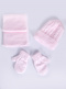 Gorro con bufanda y guantes recién (0-12 meses) Rosa Pink