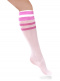 Calcetines altos de media con rayas  Blanco-Rosa White-Pink