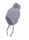 Gorro bebé calado con orejeras y pompón (0-12 meses) Gris Grey