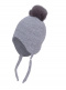 Gorro bebé calado con pompón grande (0-12 meses) Gris Grey-Grey