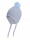 Gorro bebé calado en rombos con pompón pelo Celeste Lightblue-Lightblue