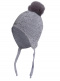 Gorro bebé calado en rombos con pompón pelo Gris Grey-Grey