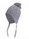 Gorro bebé calado rombos con orejeras y pompón (0-12 meses) Gris Grey