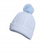 Gorro bebé tejido ochos con pompón pelo (0-12 meses) Celeste Lightblue-Lightblue