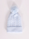 Gorro bebé tejido ochos con pompón pelo (0-12 meses) Celeste Lightblue-Lightblue