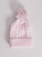 Gorro bebé tejido ochos con pompón pelo (0-12 meses) Rosa Pink-Pink