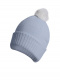 Gorro liso con pompón pelo (1-4 años) Celeste-Crudo Lightblue-Crude