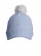 Gorro liso con pompón pelo (1-4 años) Celeste-Crudo Lightblue-Crude