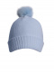 Gorro liso con pompón pelo (1-4 años) Celeste Lightblue-Lightblue