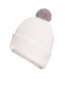 Gorro liso con pompón pelo (1-4 años) Crudo-Rosa Crude-Pink