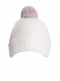 Gorro liso con pompón pelo (1-4 años) Crudo-Rosa Crude-Pink