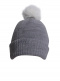 Gorro liso con pompón pelo (1-4 años) Gris-Crudo Grey-Crude