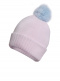 Gorro liso con pompón pelo (1-4 años) Rosa-Celeste Pink-Lightblue