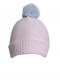 Gorro liso con pompón pelo (1-4 años) Rosa-Celeste Pink-Lightblue