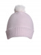 Gorro liso con pompón pelo (1-4 años) Rosa-Crudo Pink-Crude