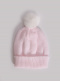 Gorro liso con pompón pelo (1-4 años) Rosa-Crudo Pink-Crude