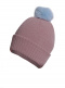 Gorro liso con pompón pelo (1-4 años) Rosapalo-Cele Rosewood-Lightblue