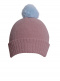 Gorro liso con pompón pelo (1-4 años) Rosapalo-Cele Rosewood-Lightblue