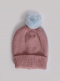 Gorro liso con pompón pelo (1-4 años) Rosapalo-Cele Rosewood-Lightblue