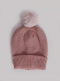 Gorro liso con pompón pelo (1-4 años) Rosapalo-Rosa Rosewood-Rosa