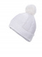 Gorro bebé tejido ochos con pompón pelo (0-12 meses) Blanco White-White