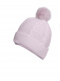 Gorro bebé tejido ochos con pompón pelo (0-12 meses) Rosa Pink-Pink