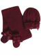 Gorro, bufanda y guantes con lazo doble (1- 2 años) Granate Maroon