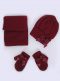 Gorro, bufanda y guantes con lazo doble (1- 2 años) Granate Maroon