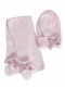 Gorro, bufanda y guantes con lazo doble (1- 2 años) Rosa Pink