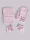 Gorro, bufanda y guantes con lazo doble (1- 2 años) Rosa Pink