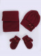 Gorro, bufanda y guantes con lazo con volumen (1-2 años) Granate Maroon