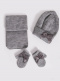 Gorro, bufanda y guantes con lazo con volumen (1-2 años) Gris Grey