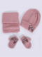 Gorro, bufanda y guantes con lazo con volumen (1-2 años) Rosa Palo Rosewood