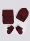 Gorro, bufanda y guantes con lazo de terciopelo (1-2 años) Granate Maroon
