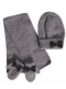 Gorro, bufanda y guantes con lazo de terciopelo (1-2 años) Gris Grey