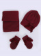 Gorro, bufanda y guantes con lazo de terciopelo largo (1-2 años) Granate Maroon