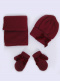 Gorro, bufanda y guantes con lazo de terciopelo largo (1-2 años) Granate Maroon