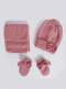 Gorro, bufanda y guantes con lazo de terciopelo (1-2 años) Rosa Palo Rosewood